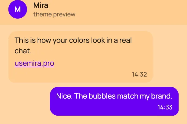 Тема Telegram Ultra Apricot: смелый фиолетовый на мягком абрикосовом